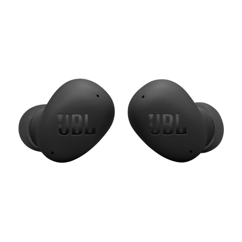 Jbl wave buds 2 | črne true wireless bluetooth 5. 3 slušalke z anc | jbl pure bass | 40h baterija | ip54 | brezžične slušalke 2 Jbl wave buds 2 črne true wireless slušalke sprednji pogled